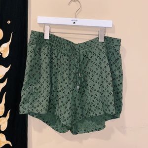 green flowy soft shorts
